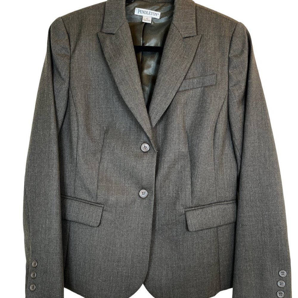 Pendleton Womens Virgin Wool Blend 2 Button Blazer Jacket Size 10 Academia